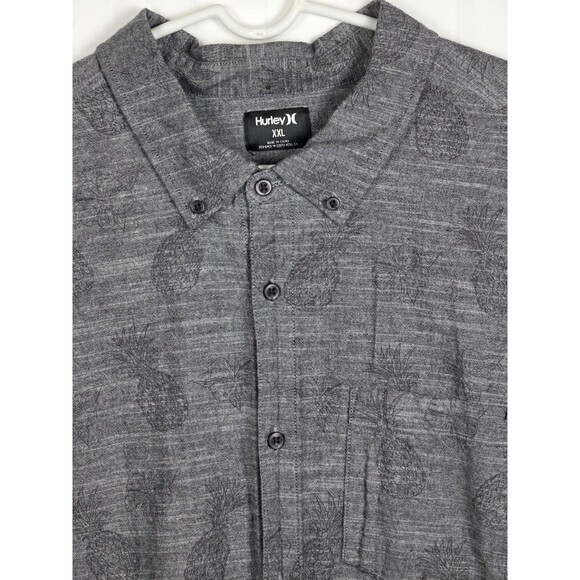Hurley Size Men's XXL Gray Pineapple Stretch Short Sleeve Shirt - Picture 1 of 8